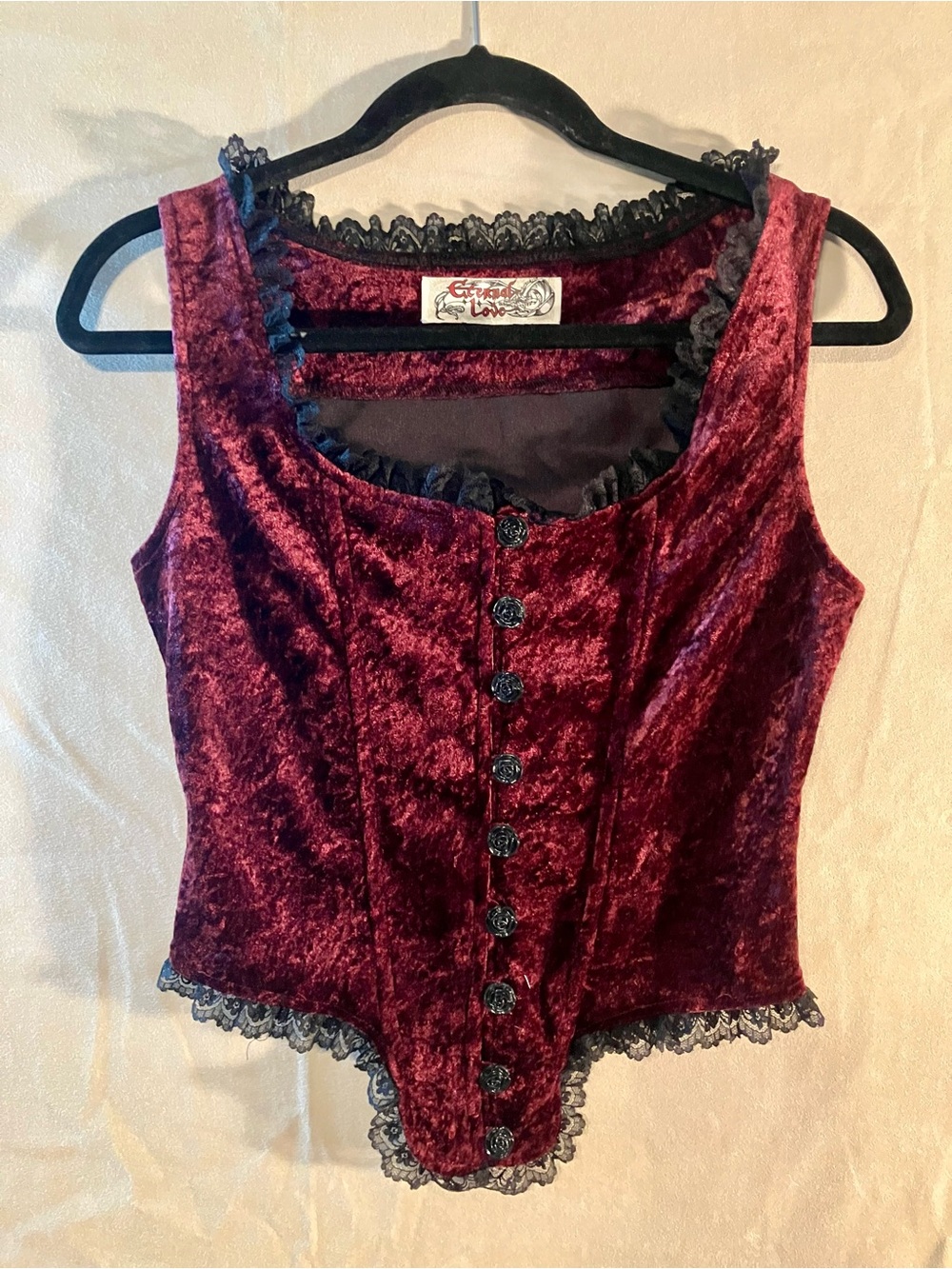 Eternal Love Crushed Velvet Top Corset Renaissance Style Pirate Dark Romance Sm